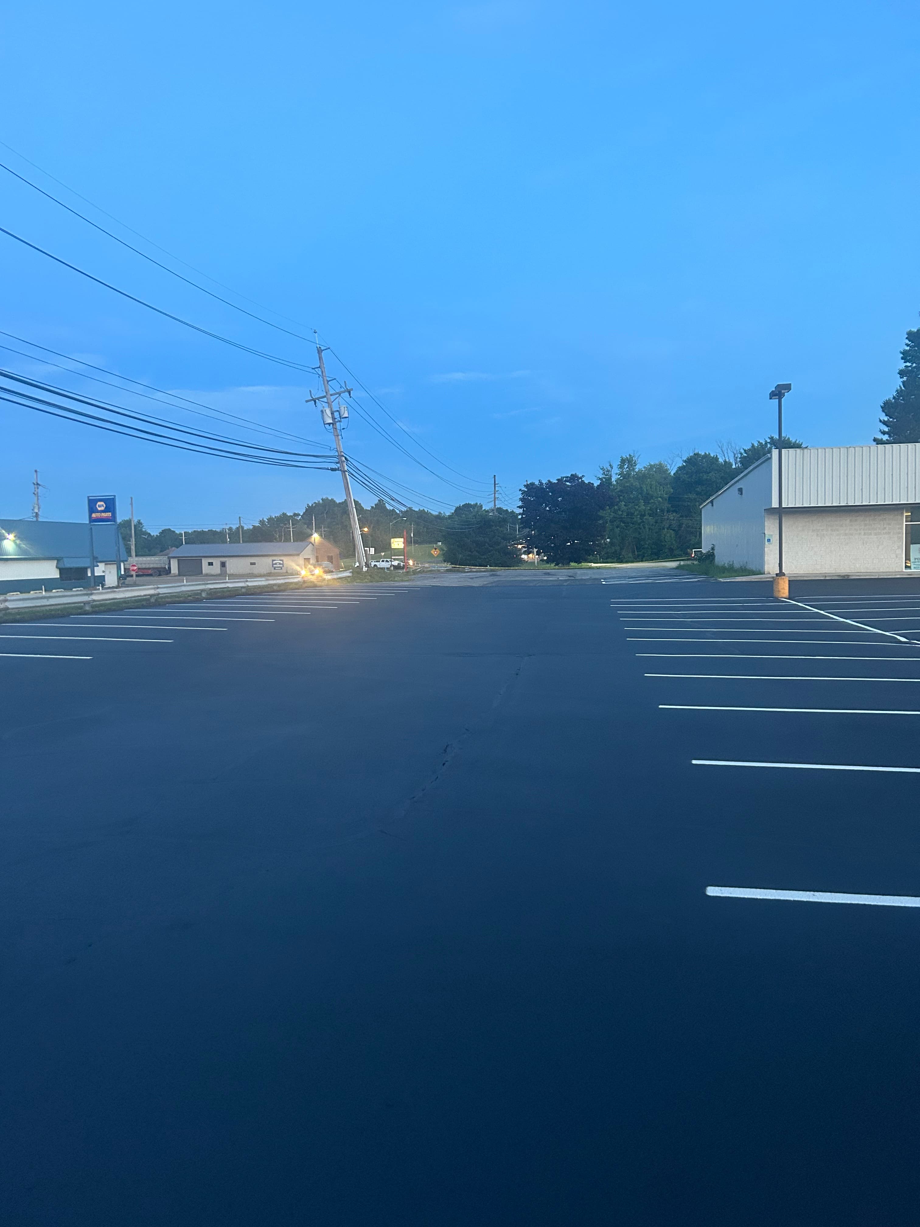 After sealcoating: Commercial Parking Lot